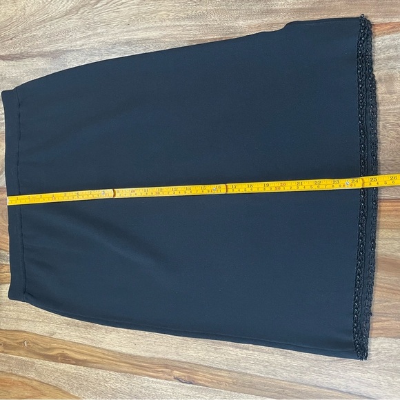 Grace Dane Lewis‎ Black Knit Lace Beaded Hem Pencil Skirt Stretch Knit sz L - Picture 7 of 9